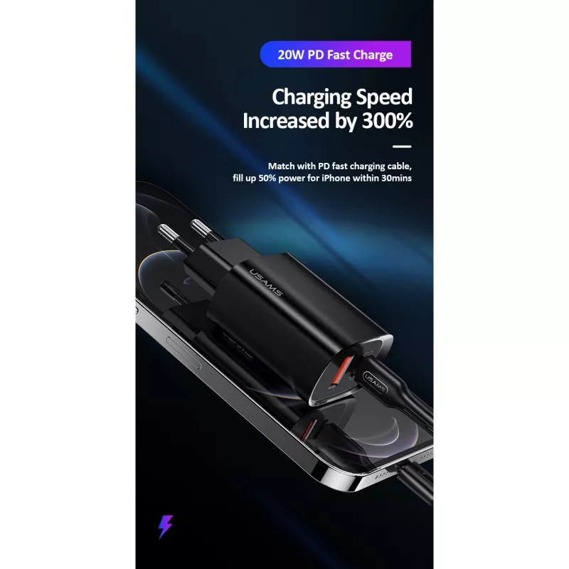 Nabíjačka usams T35 20W PD3 USB-C na USB rýchlonabíjací adaptér