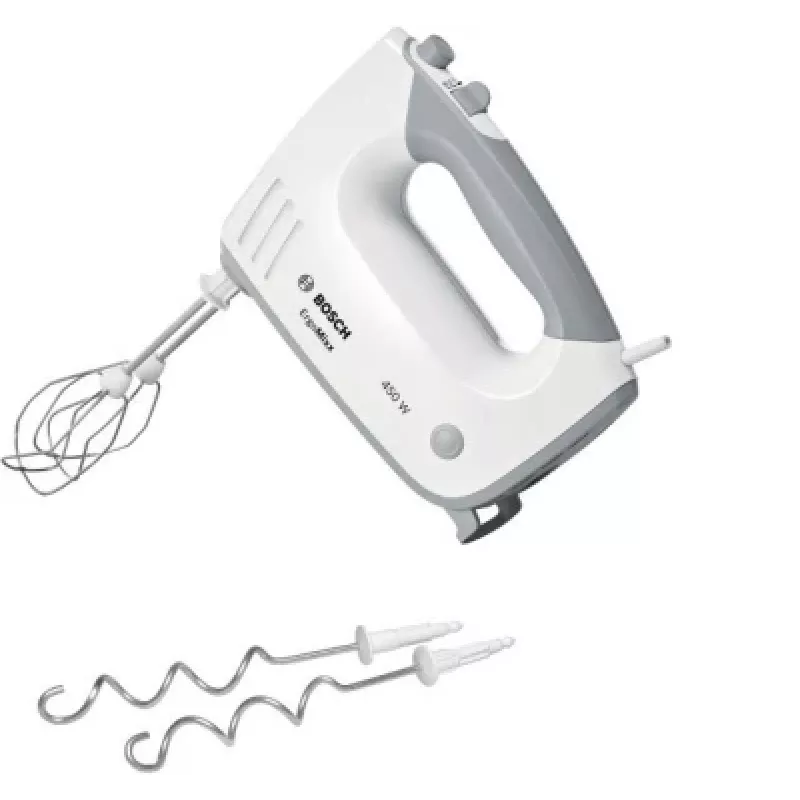Ručný mixér Bosch MFQ36400 — 450 W, 5 rýchlostí, turbo, 1,3 m kábel, sivý/biely