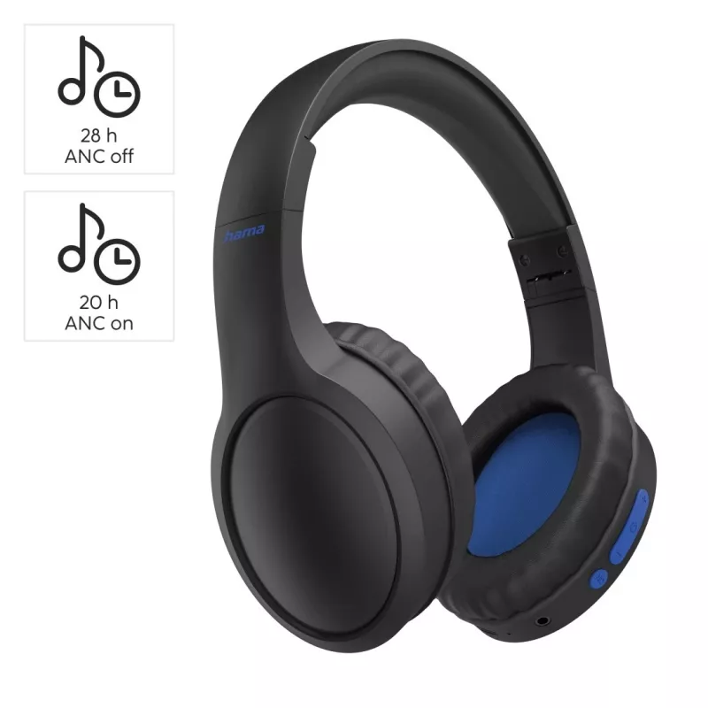 Hama 00184160 slúchadlá/headset káblové & bezdrôtové cez hlavu hovory/hudba USB Type-C Bluetooth čierna, modrá