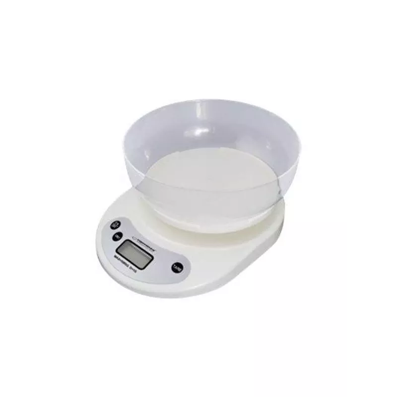 Elektronická kuchynská váha ESPERANZA EKS007 — kapacita 5 kg, presnosť 1 g, biela
