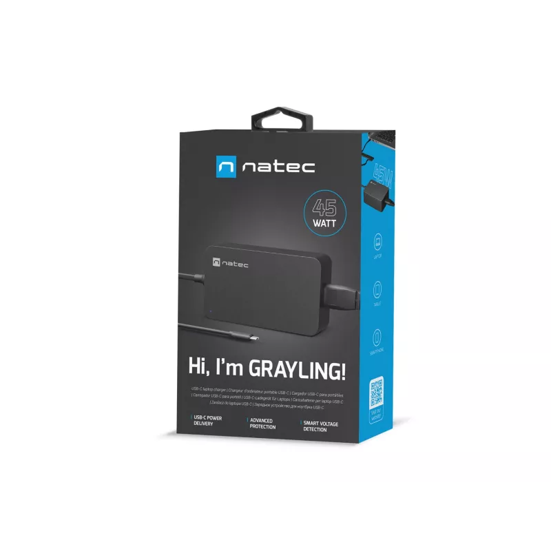 NATEC Grayling USB-C 45W napájací zdroj univerzálny čierny