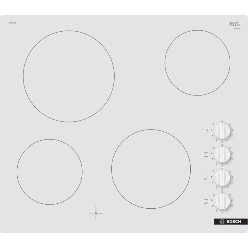 Sálavá elektrická varná doska Bosch PKE612CA2E, 6600 W, 4 varné zóny, biela