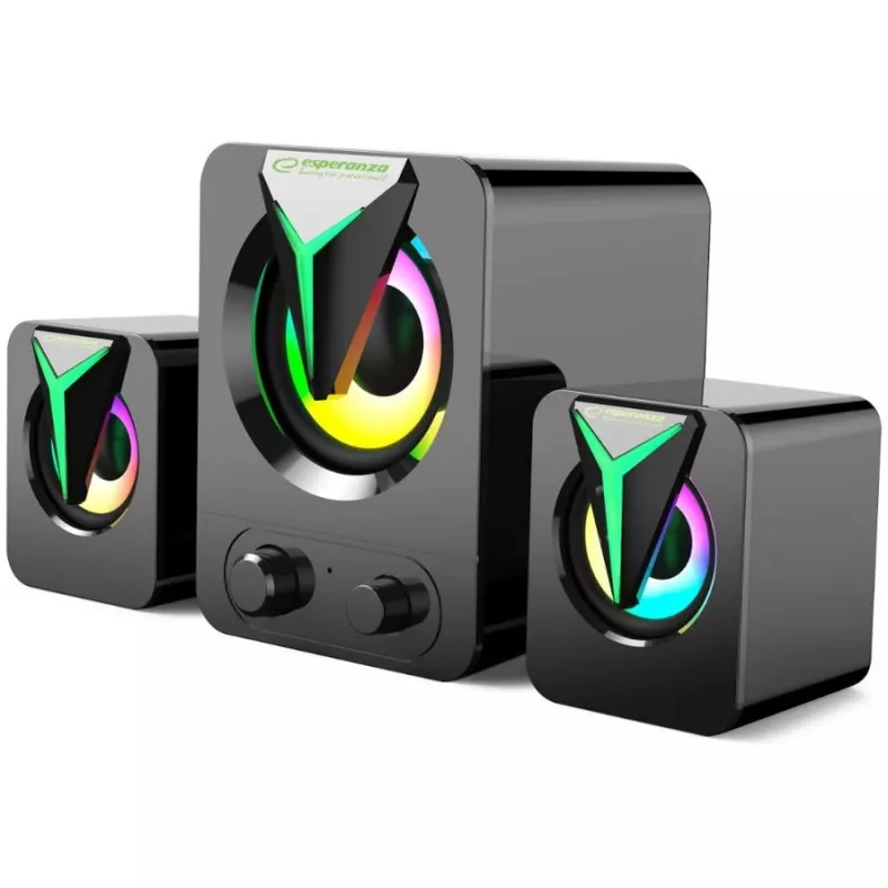 Esperanza EGS107 reproduktor 2.1 USB LED 5 W čierny