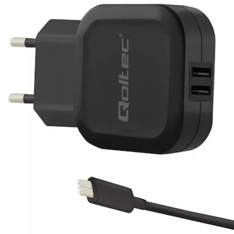 Qoltec 50188 nabíjačka pre mobilné zariadenia notebook, smartfón, smart hodinky, tablet, telefón, univerzálna čierna AC, DC vnútorné