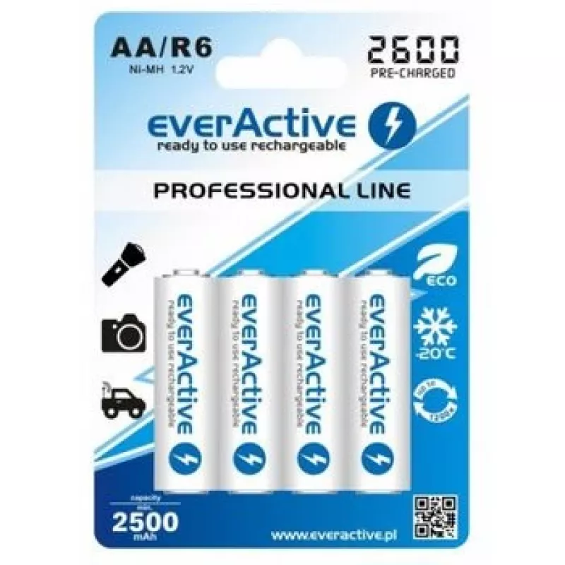 Nabíjacie batérie R6 AA 2600mAh EverActive Professional obsah balenia 1x blister