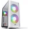 PC skriňa MODECOM AMIRANI ARGB Midi Tower biela — ATX/ITX, 35 cm GPU, 16,5 cm CPU chladič, 2x200 mm ventilátory