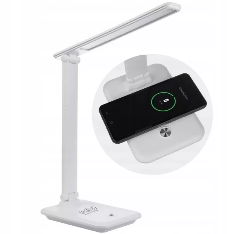 LED stolná lampa MACLEAN MCE616W 9W s integrovanou Qi bezdrôtovou nabíjačkou