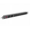Racková napájacia rozvodná jednotka LANBERG PDU-02I1908I-0200-C20-BK — 1U, 10×C13, 16A, 2 m kábel, 19 inch