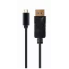 USB grafický adaptér Gembird A-CM-DPM-01 s USB-C, podporuje až 3840×2160, USB 2.0 / 3.2 Gen 2, čierny, 2 m kábel