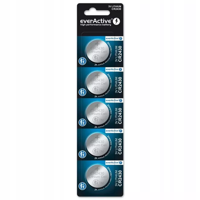 everActive CR2430 CR24305BL lítiová gombíková batéria 3 V, 300 mAh, balenie 5 ks