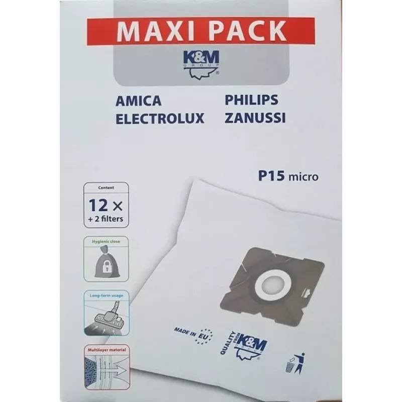 Vrecká do vysávača PHILIPS CONCEPT SENCOR ZANUSSI P15 maxi KM-P15-MX (12 ks)