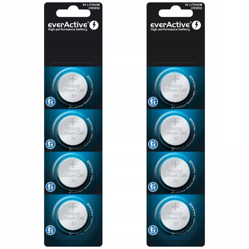 Gombíková lítium batéria everActive CR3032, 3V, 580 mAh, gombíková batéria, balenie 4 ks