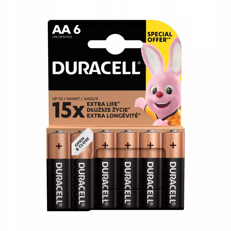 Balenie batérií Duracell Basic AA / LR6 — 6 kusov (alkalické)