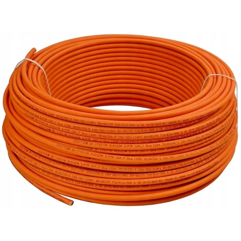 Digitus DK-1743-VH-05 inštalačný kábel Cat.7 S/FTP, Dca, AWG 23/1 plný vodič, LSOH, 50 m, oranžový