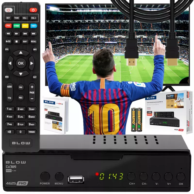 Digitálny TV tuner BLOW 4625FHD DVB-T2 H.265 terestriálny prijímač, HDMI, USB, SCART, Ethernet, S/PDIF