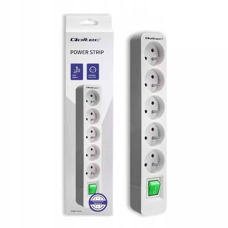 Qoltec 50290 rozbočovač 1,8 m 5 AC zásuviek interiér biely