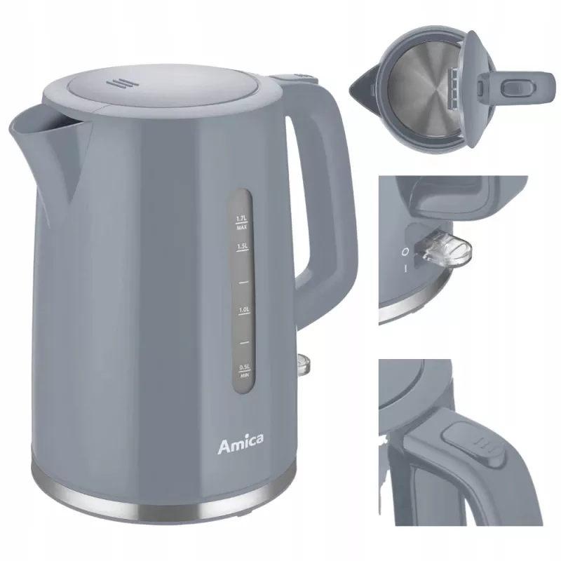 Rýchlovarná kanvica Amica 1,7 l 2200 W sivá