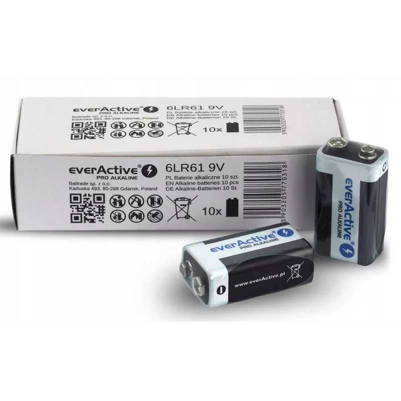 Batéria alkalická EverActive Pro Alkaline 6LR61 9V