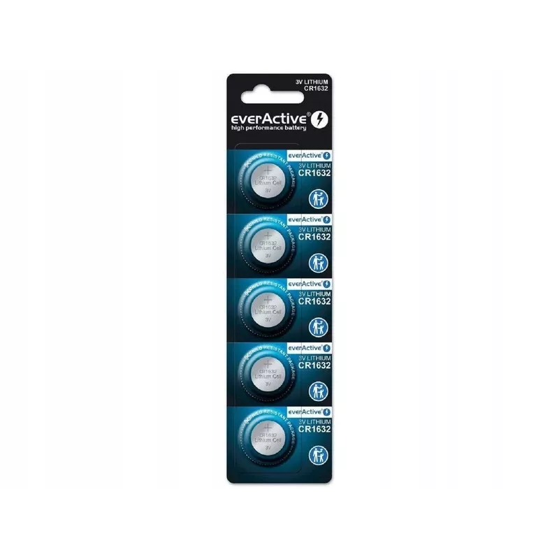Batéria everActive CR1632 lítiová jednorazová gombíková 3 V — 5 ks, 16 mm × 3,2 mm