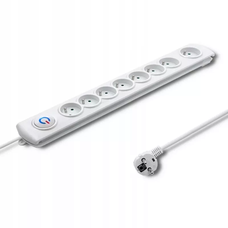 Prepäťová ochrana Qoltec 50293 biela 8 AC zásuviek 230 V
