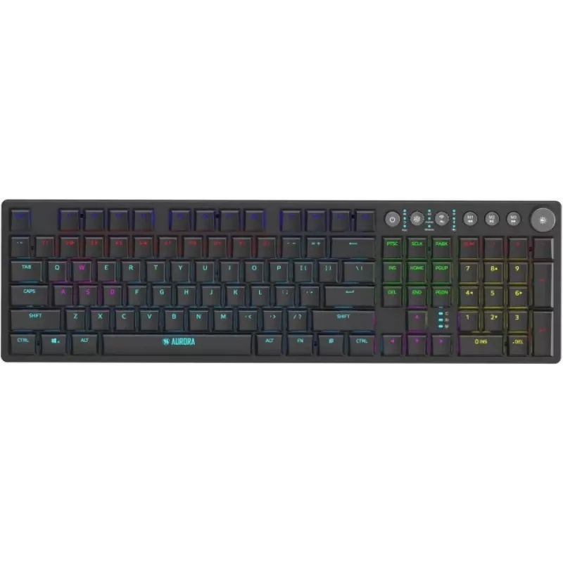 iBOX Aurora K-6 IKGMK6 mechanická nízkoprofilová herná klávesnica, drôtová + RF bezdrôtová + Bluetooth, spínače KRGD Red, LED podsvietenie, QWERTY anglická, čierna