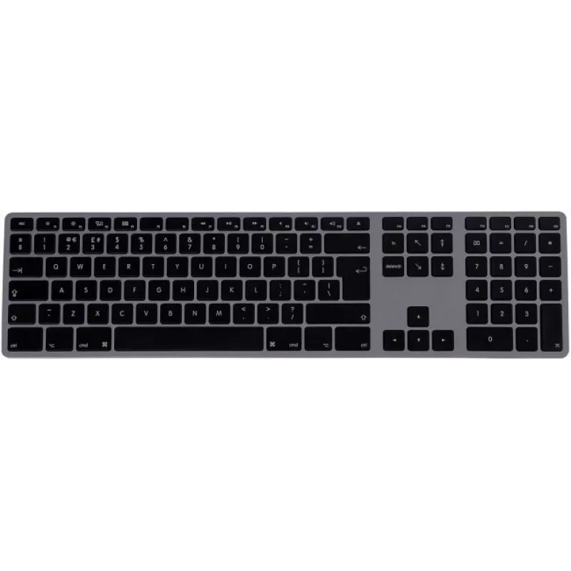 Matias FK318B-UK Hliníkový Mac Hub 2xUSB Space Grey — mechanická klávesnica kompatibilná s Mac s integrovaným USB hubom