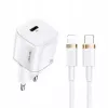 USAMS T36 Mini USB-C sieťová nabíjačka, 20 W, PD 3.0, s 1 m USB-C na Lightning káblom