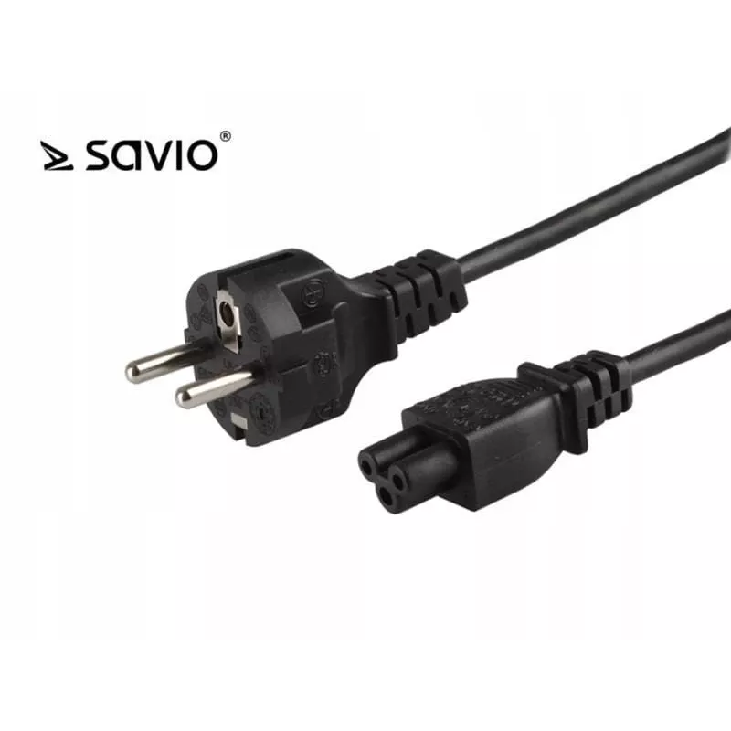 Napájací kábel SAVIO CL-67 1,2 m H03VV-F 3×0,75 mm² IEC C na CEE7/7 čierny