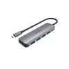 USB hub Unitek P5+ — 5 portov (4 × USB 3.2 Gen 2 Type-A), USB 3.2 Gen 1 host, 5 Gbit/s, 10 W PD, hliník, sivý