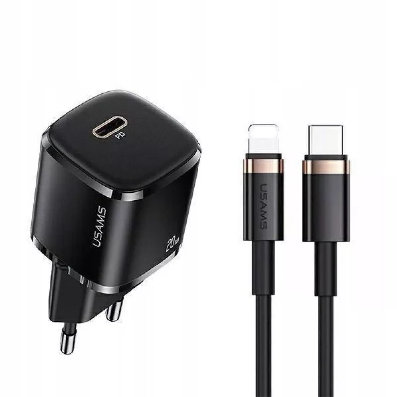 usams nabíjačka 1x USB-C T36 + Lightning PD – kompaktná PD nabíjačka s USB-C a Lightning