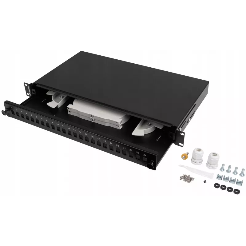 Glasfaserový patch panel Rack 1U 24x SC/LC 19