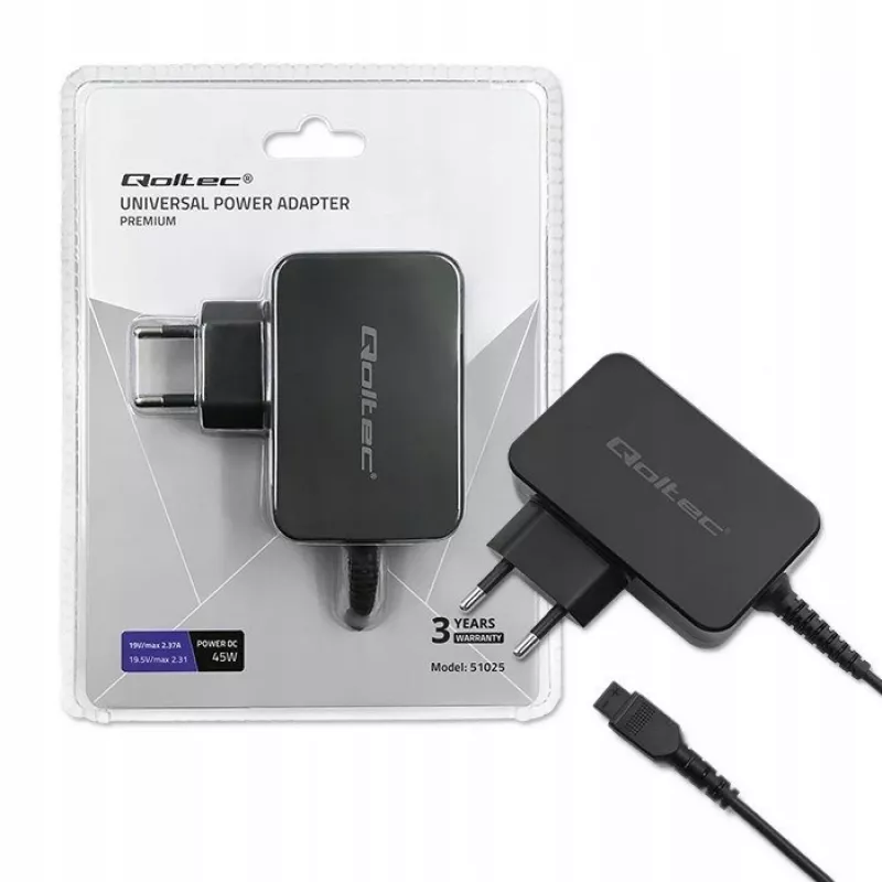Qoltec 51025 napájací zdroj/napäťový menič interiérový čierny