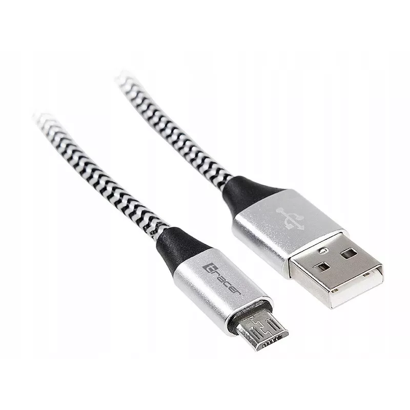 USB kábel Tracer TRAKBK46928 1m USB A Micro-USB B čierny strieborný