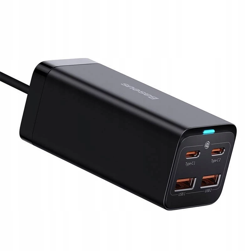 Baseus GaN3 Pro CCGP000101 stolová nabíjačka 100 W, 2x USB-C + 2x USB-A, PD 3.0, QC 4.0+, kábel 1,5 m, čierna