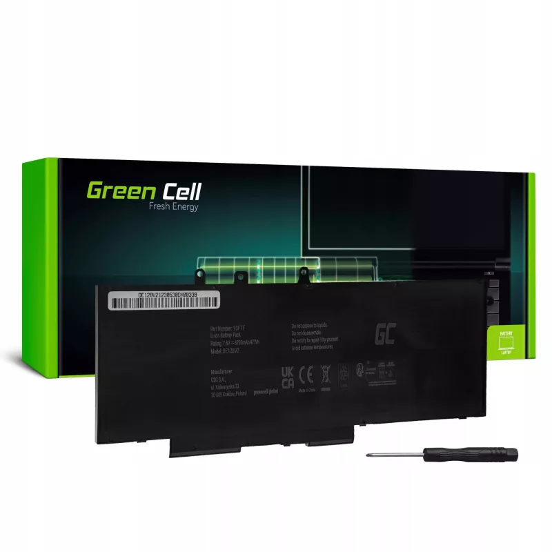 Batéria do notebooku Green Cell GC-DE128V2 93FTF GJKNX, 7,6 V 6200 mAh, pre Dell Latitude 5280/5290/5480/5490/5580