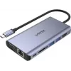 UNITEK uHUB O8+ káblový USB 3.2 Gen 1 Type-C hub, sivý, 100W Power Delivery