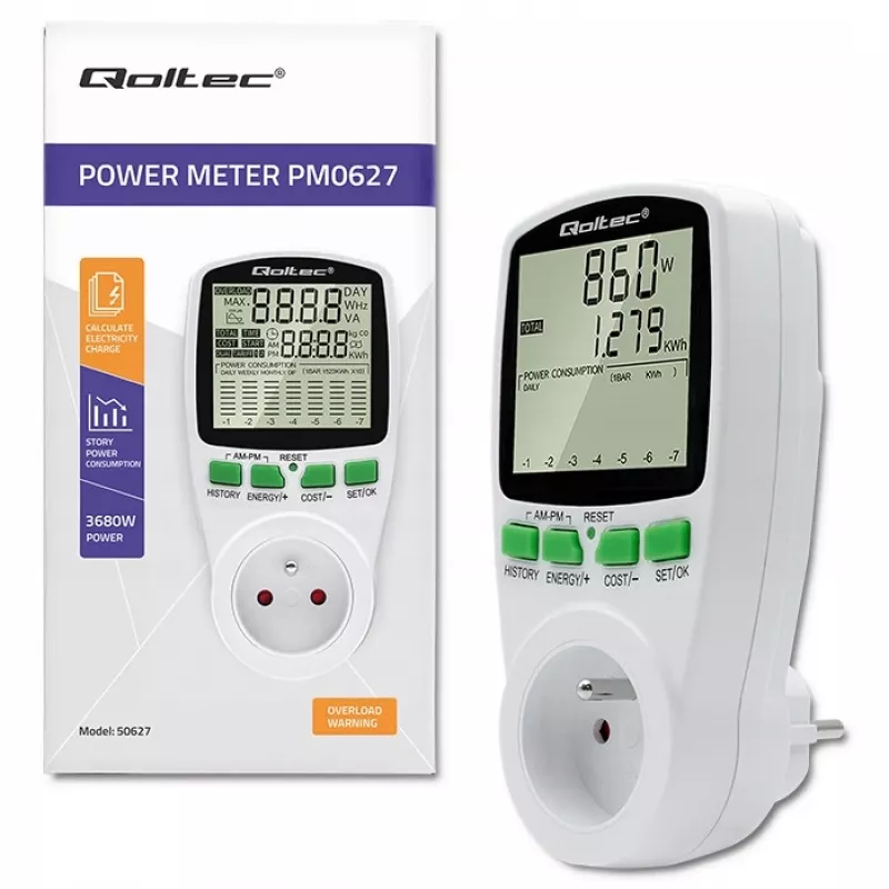 Merač výkonu QOLTEC PM0627 3680W s históriou — QOLTEC PM0627 3680W