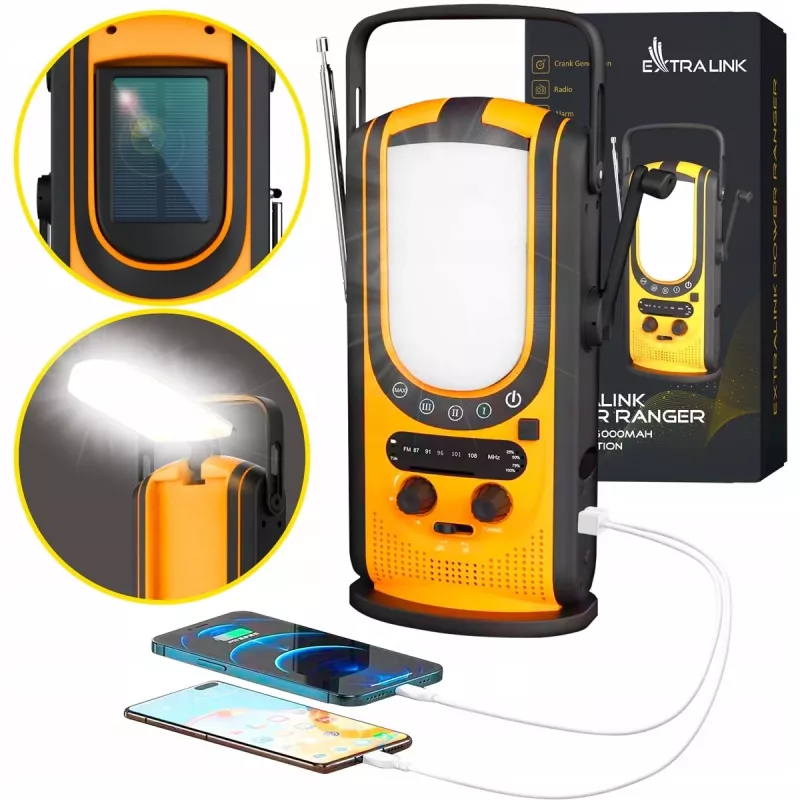 Extralink Power Ranger EPS-6000 | Powerbank | 6000 mAh, FM rádio, LED svetlo, dynamo, solárny panel