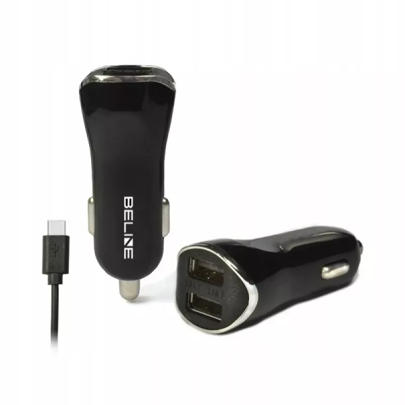 Autonabíjačka 2xUSB + USB-C 2,1A čierna