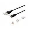 Savio CL-152 USB kábel 1 m USB 2.0 USB C Micro USB A/Lightning čierny