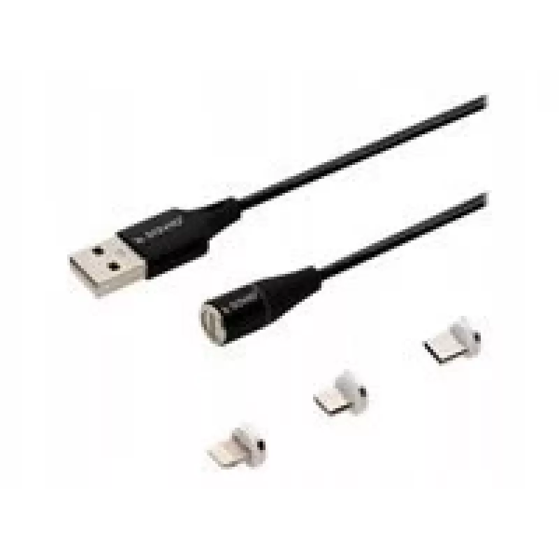 Savio CL-152 USB kábel 1 m USB 2.0 USB C Micro USB A/Lightning čierny