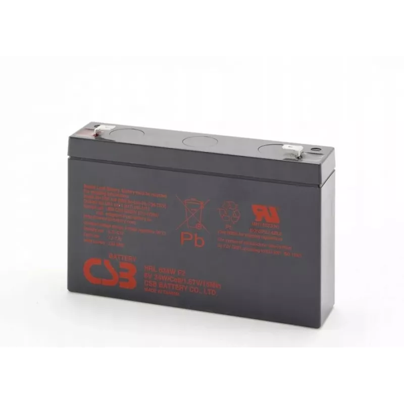 Nabíjateľná olovená batéria csb HRL634WF2 6V 9Ah pre zálohovanie a UPS