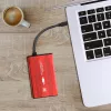 Puzdro na HDD/SSD QOLTEC 51860 pre 2,5-palcové SATA-III disky, USB Type-A, 5 Gbit/s, hliník, červená