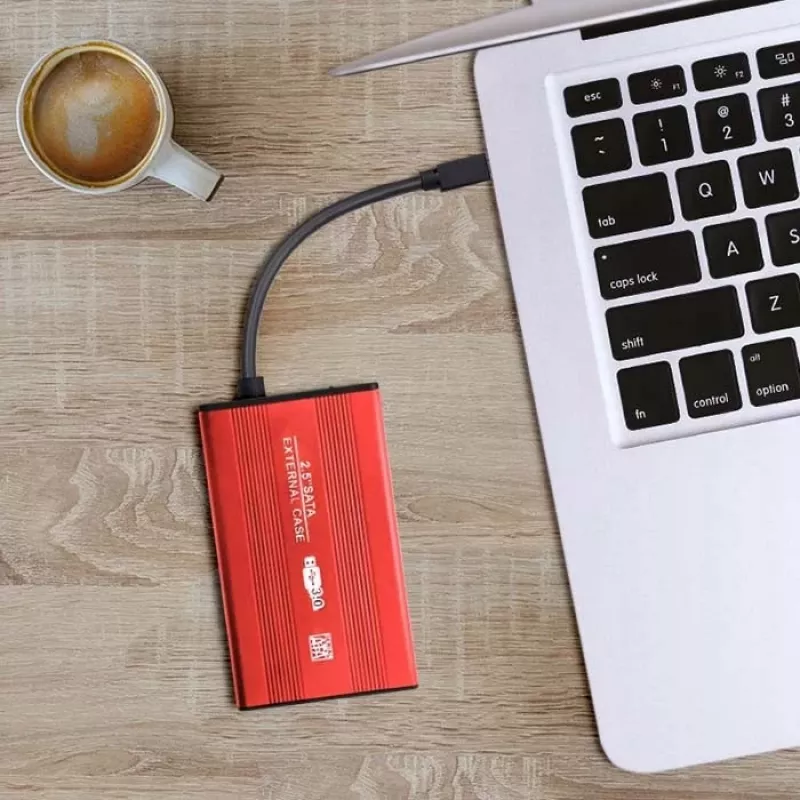 Puzdro na HDD/SSD QOLTEC 51860 pre 2,5-palcové SATA-III disky, USB Type-A, 5 Gbit/s, hliník, červená