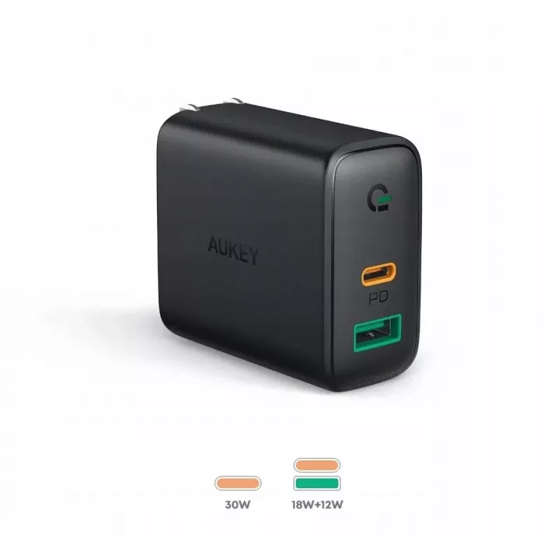 Nástenná nabíjačka 2xUSB Power Delivery (1xUSB A+1xUSB C) 5.4A 30W Dynamic Detect PA-D1