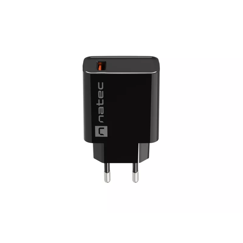 Natec Ribera NUC-2058 sieťová nabíjačka, 18 W, 1x USB-A, do 3 A, Quick Charge 3.0, Samsung AFC, Huawei FCP/SCP, čierna