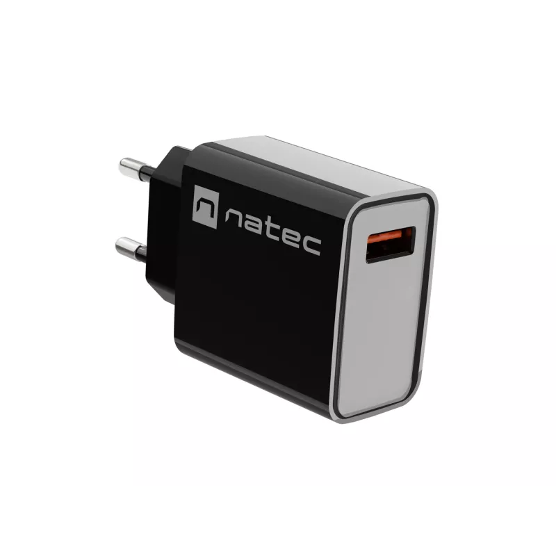 Natec Ribera NUC-2058 sieťová nabíjačka, 18 W, 1x USB-A, do 3 A, Quick Charge 3.0, Samsung AFC, Huawei FCP/SCP, čierna