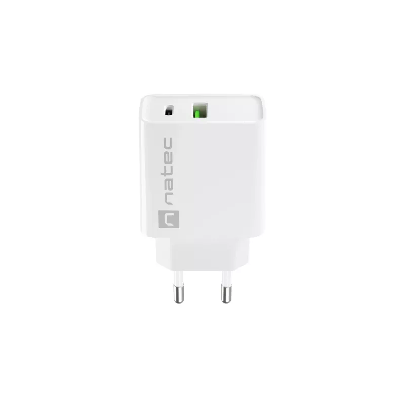 Sieťová rýchlonabíjačka NATEC RIBERA 12V 20W USB-C PD 3.0 + USB-A Samsung AFC biela