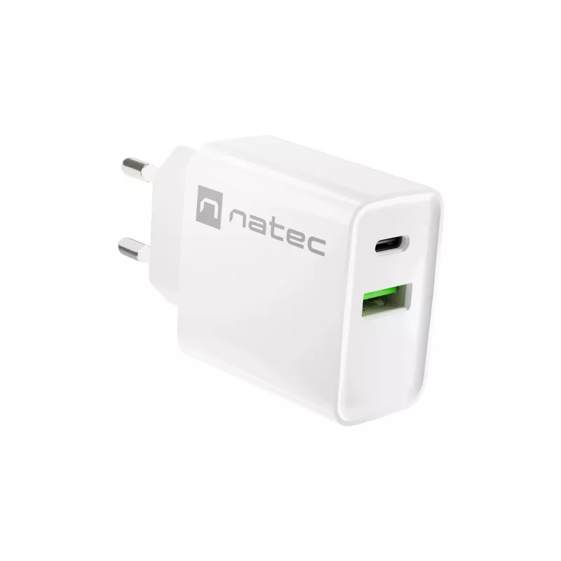 Sieťová rýchlonabíjačka NATEC RIBERA 12V 20W USB-C PD 3.0 + USB-A Samsung AFC biela