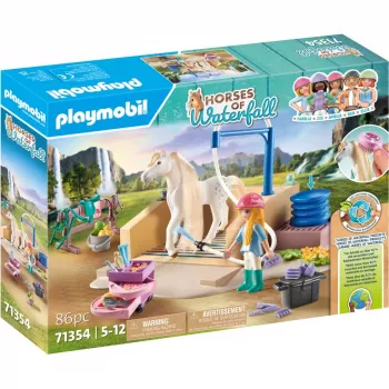 Playmobil Horses of Waterfall – Umývacia stanica s Isabellou a levicou – hra ako keby a kreatívne hranie pre deti od 5 do 10 rokov – Fat Brain Toys